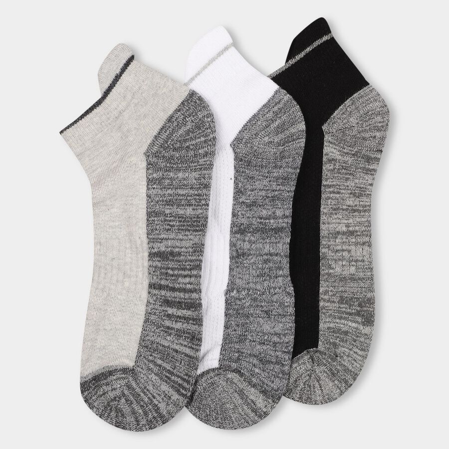 Men's Mixed Colors Ankle Sports Socks Pack of 3, Black, large