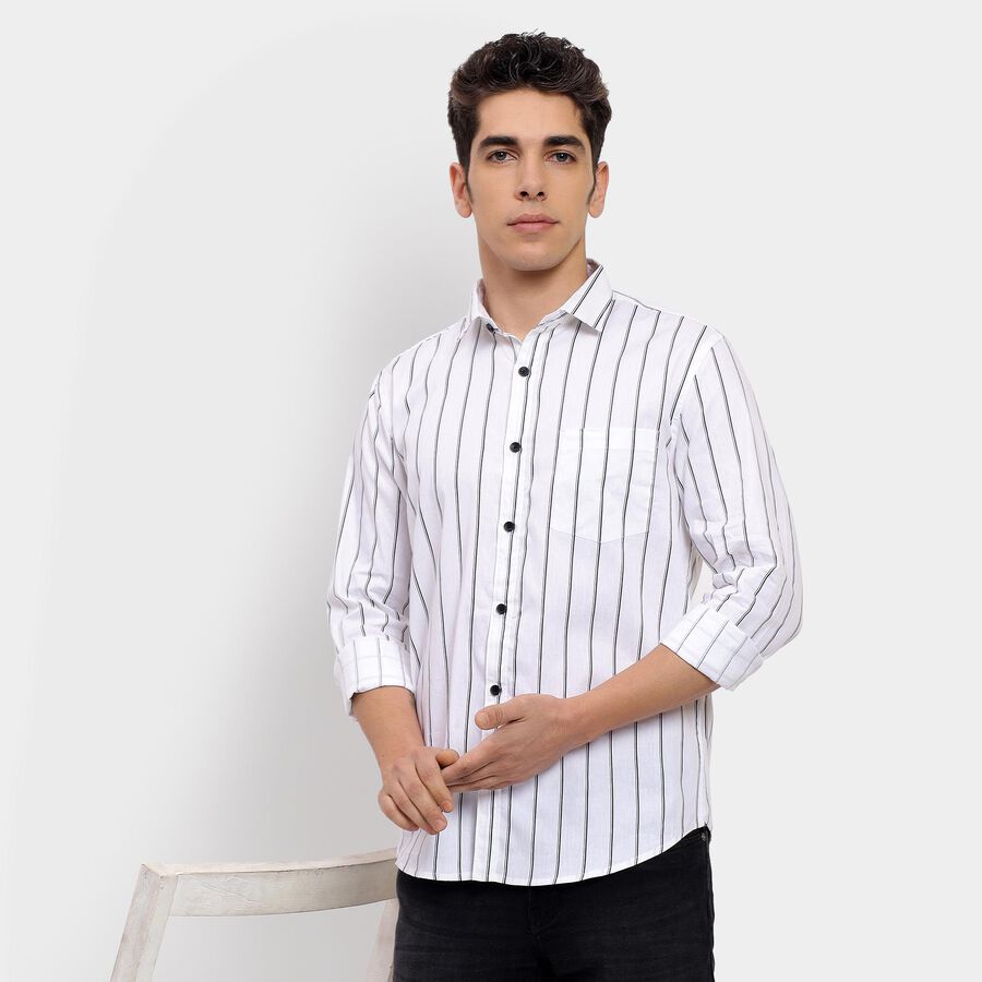 Men's 100% Cotton Casual Shirt , White, large image number null