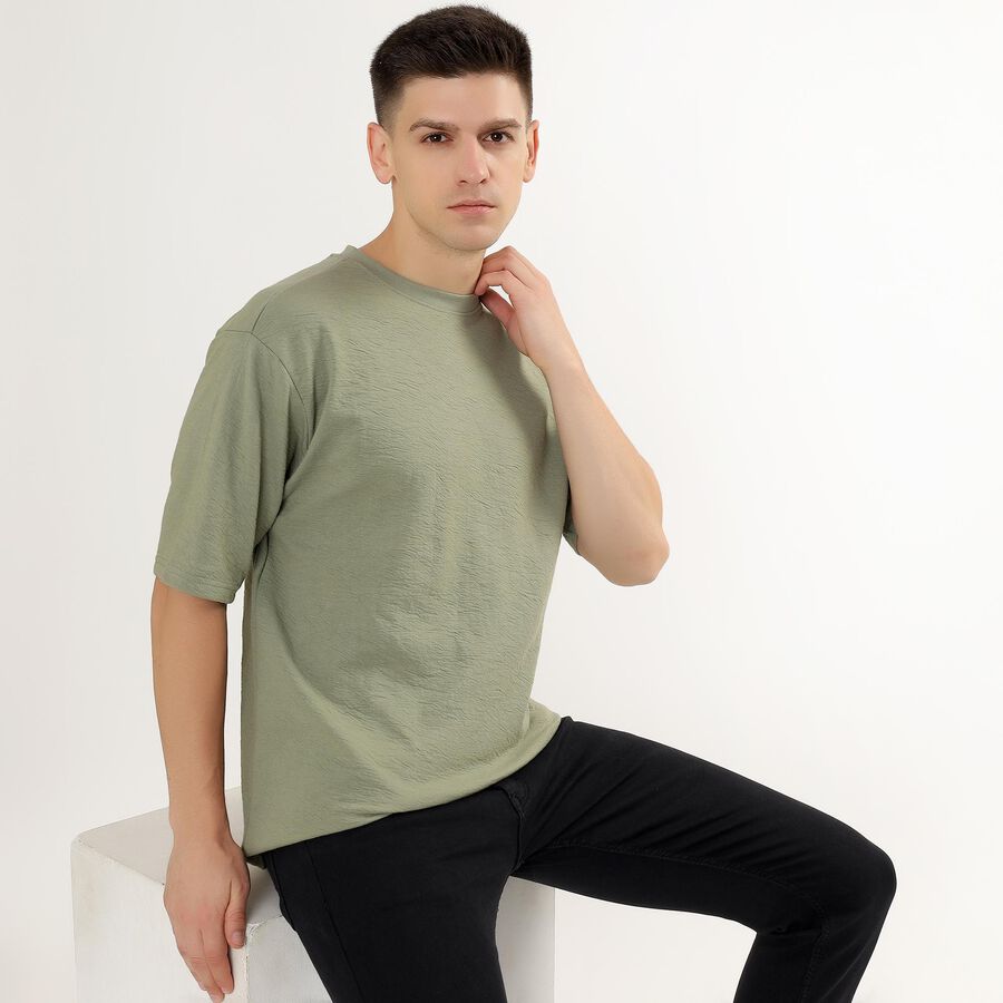 Men's Round Neck Half Sleeves T-Shirt, Light Green, large image number null