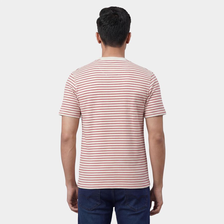 Men's Off-White Henley Neck Casual T-Shirt, Off White, large