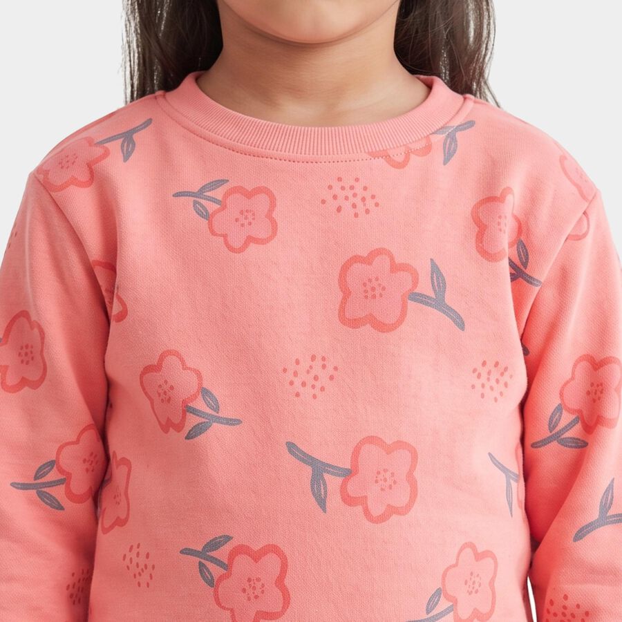Girls Coral Round Neck Lounge Hipster Set, Coral, large