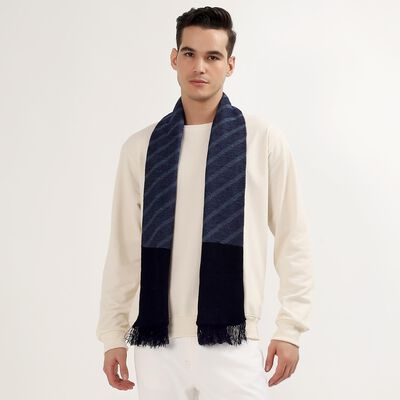 Men's Deep Navy Blue Acrylic Textured Muffler