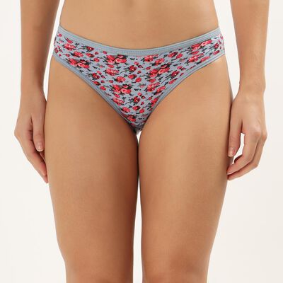 Women's Light Blue Floral Bikini Panty