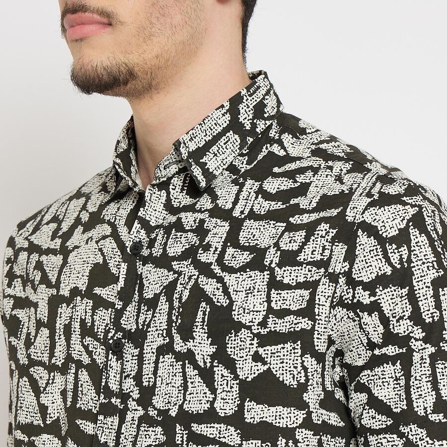 Men's 100% Cotton Casual Shirt , Black, large