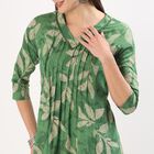 Women's Dark Green Round Neck Straight Kurta, गहरा हरा, small