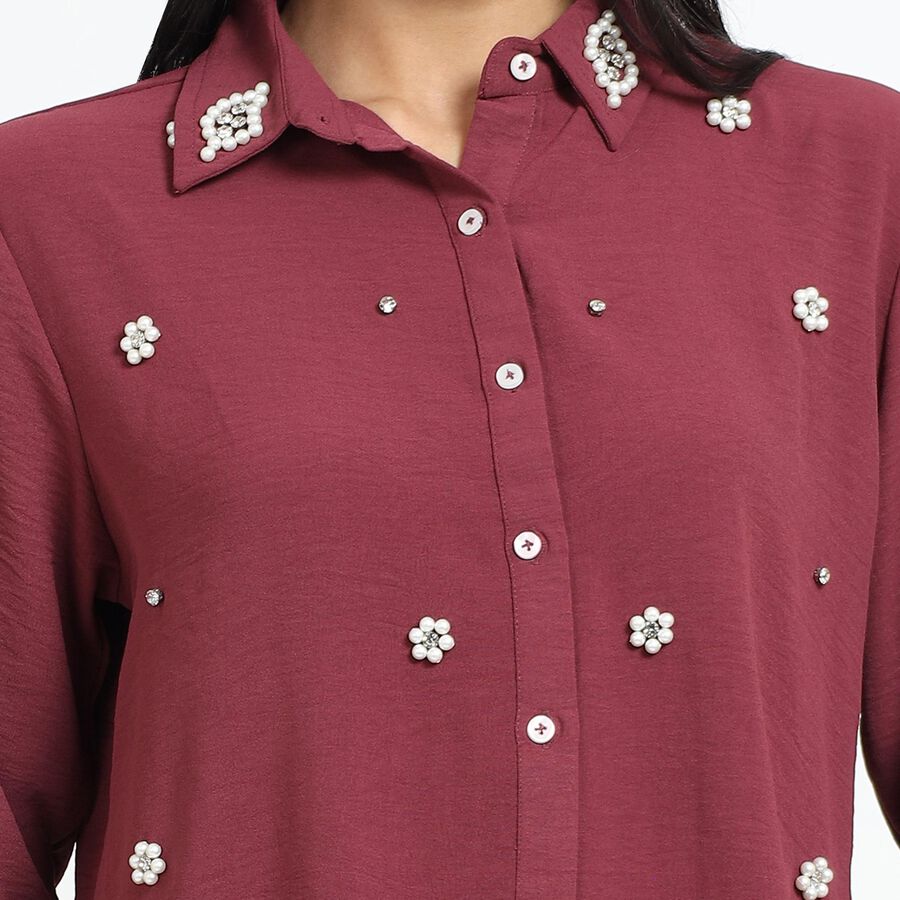 Ladies' Deep Maroon Classic Casual Shirt, Pink, large image number null