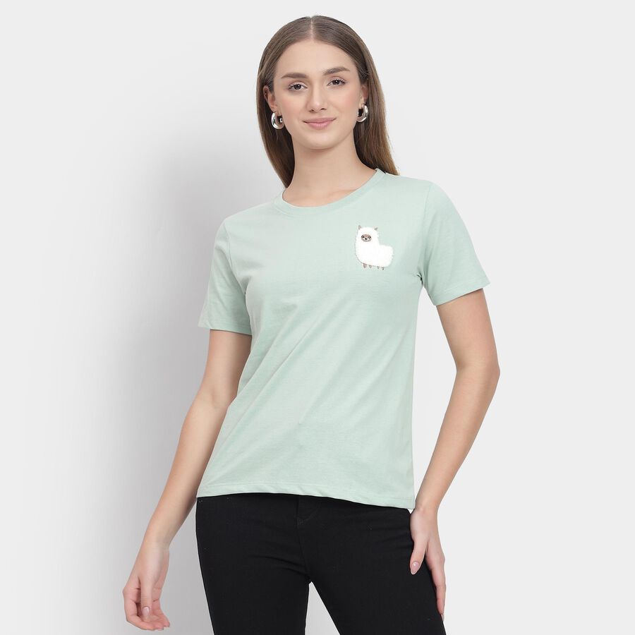 Ladies' Round Neck T-Shirt , हल्का हरा, large image number null