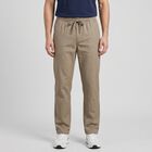 Men's Olive Green Slim Fit Drawstring Chino Trousers, Light Green, small