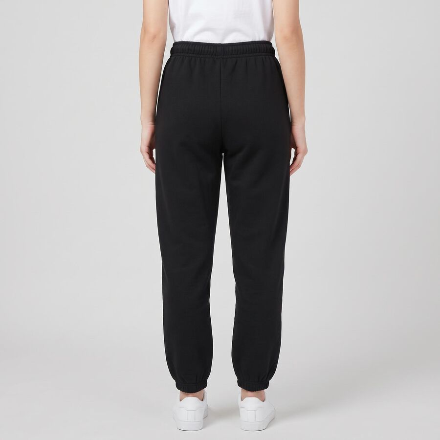Women's Black Jogger Fit Solid Track Pants, काला, large