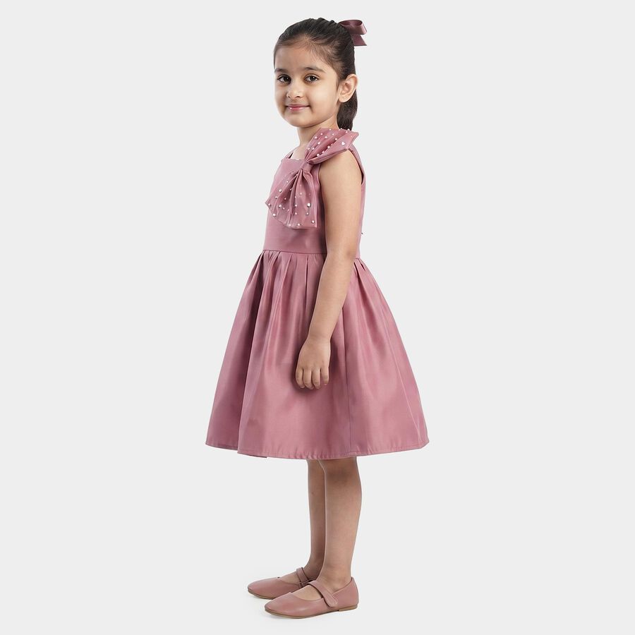 Girls' Pink A-Line Casual Frock, गुलाबी, large
