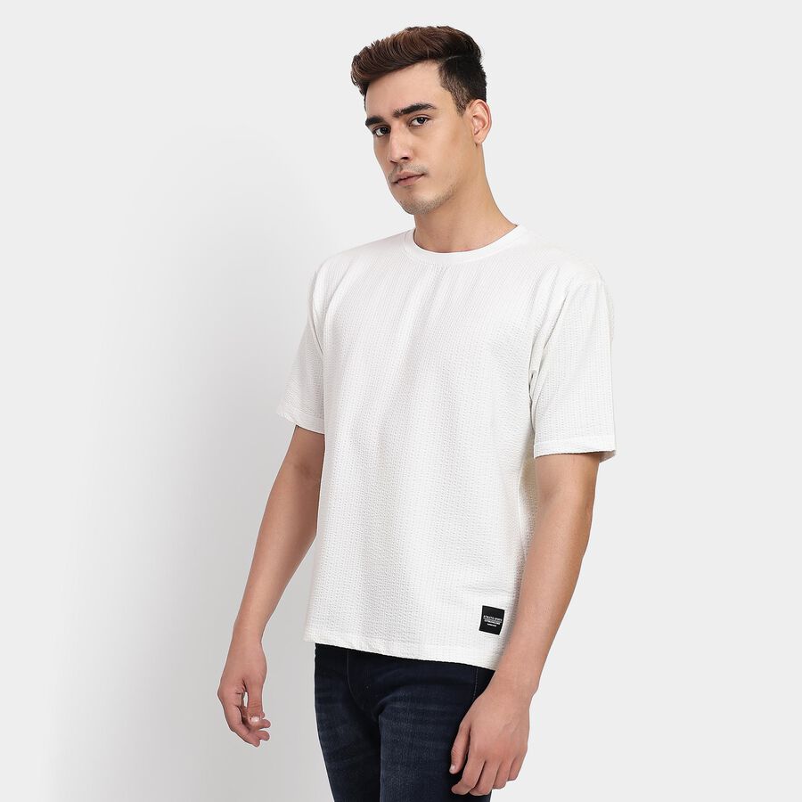 Men's Round Neck Half Sleeves T-Shirt, White, large image number null