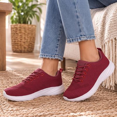 Girls' Pink Lace-Up Sneakers