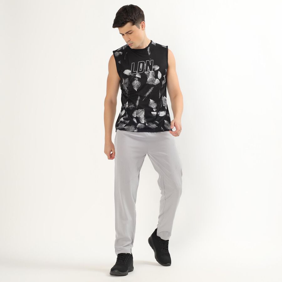 Men's Light Ash Grey Regular Fit Diagonal Seam Track Pants, Light Grey, large image number null