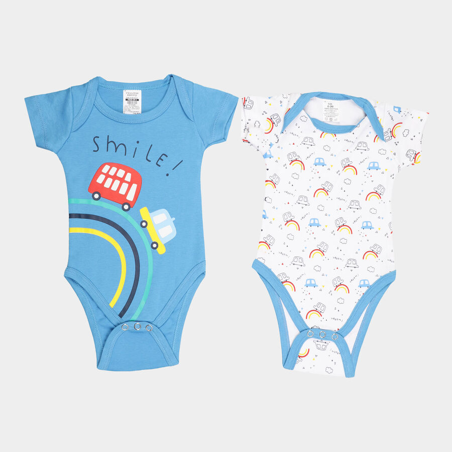 Infants Cotton Bodysuit, Mid Blue, large image number null