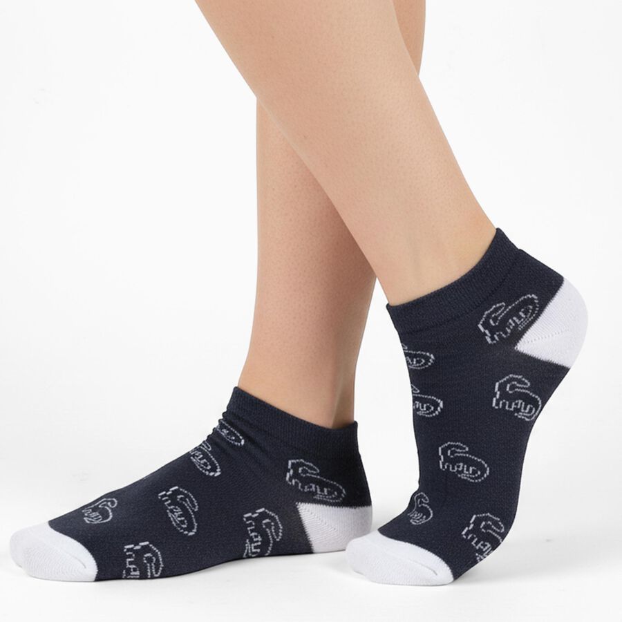 Boys' White and Navy Ankle-Length Striped and Logo Socks Pack of 2, सफ़ेद, large image number null