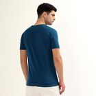 Men's Dark Petrol Blue Round Neck Graphic Printed T-Shirt, Teal Blue, small