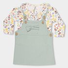 Infants' Pastel Sage Green Printed Round Neck Pinafore Frock, हल्का हरा, small image number null
