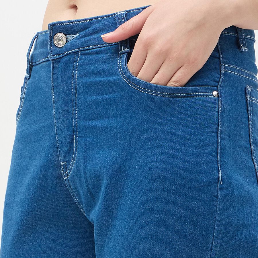 Ladies' Jeans, मध्यम नीला, large