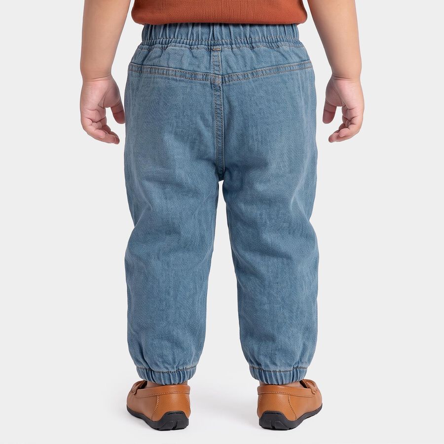 Infants Light Blue Jogger Fit Drawstring Jeans, Mid Blue, large