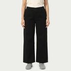 Women's Black Wide Leg Solid Jeans, Black, small