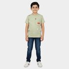 Boys Green Cotton Round Neck Casual Boys T-Shirt, Light Green, small