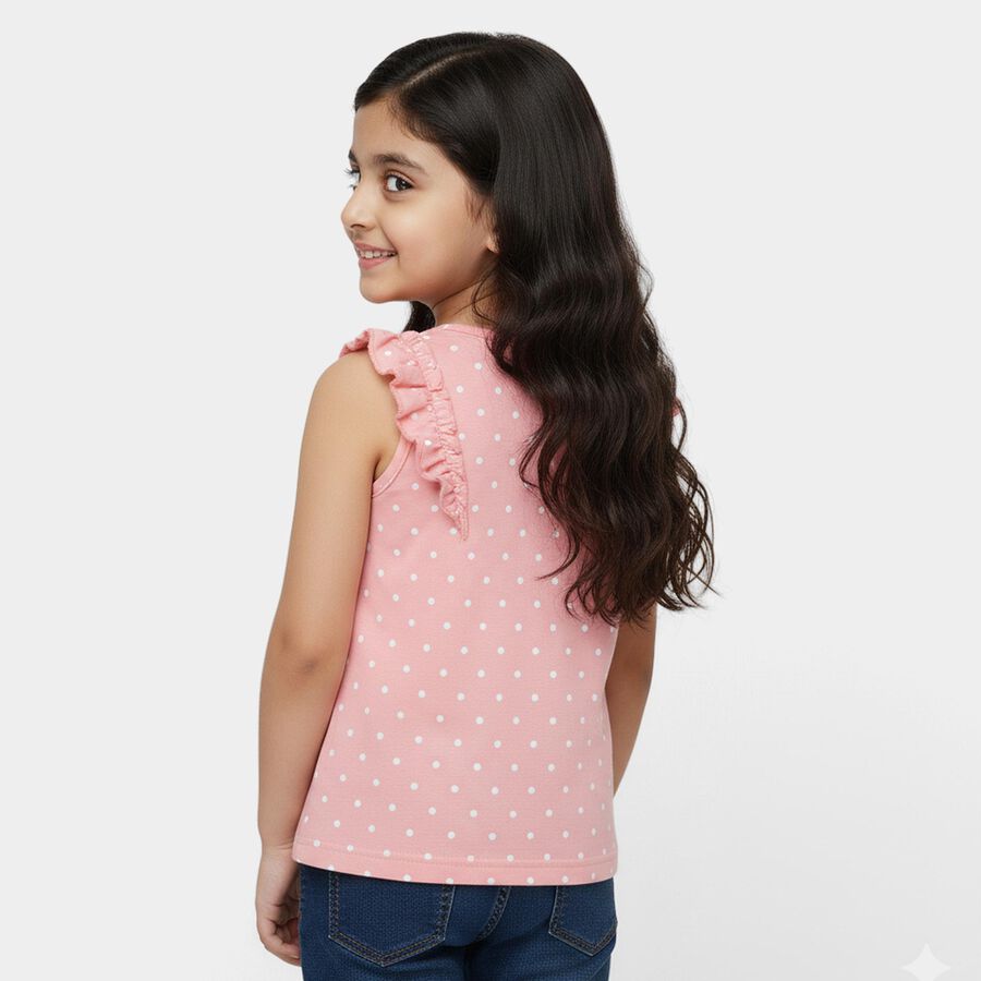 Girls Pink Cotton Round Neck Casual T-Shirt, गुलाबी, large