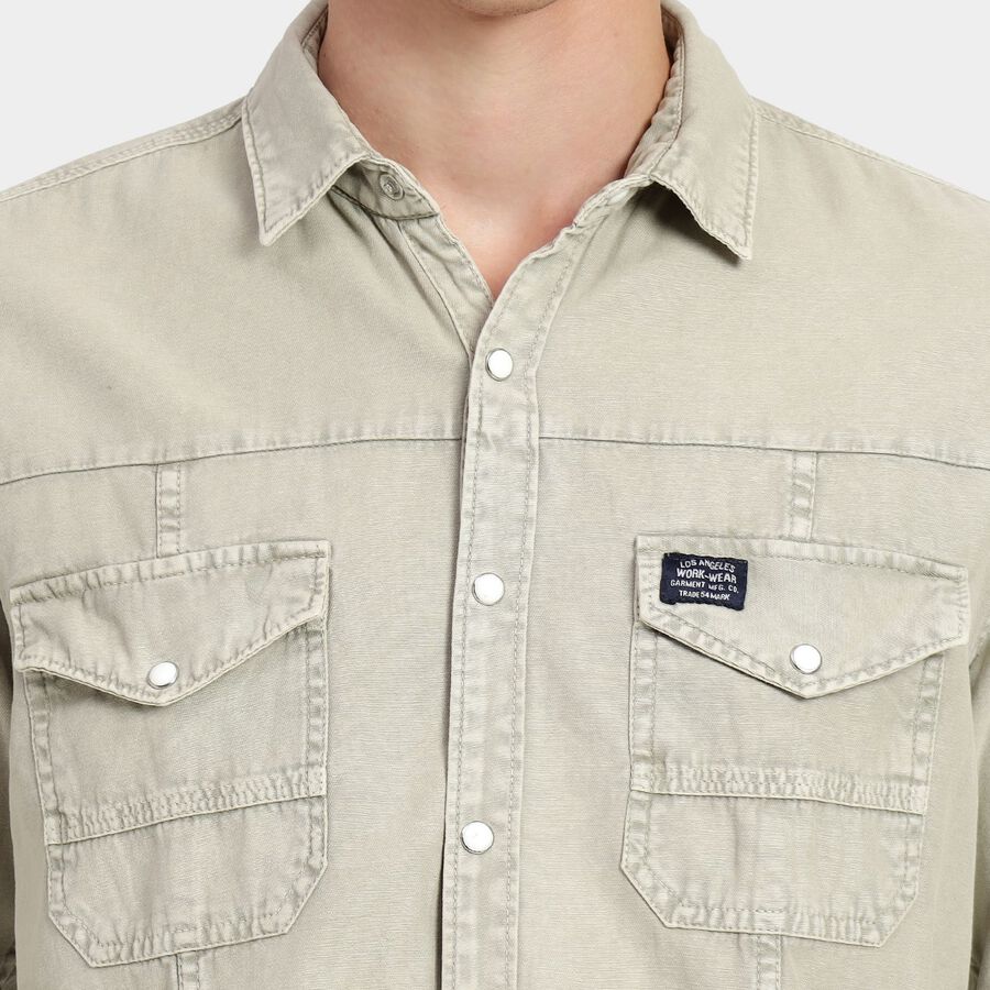 Men's 100% Cotton Casual Shirt, ओलिव, large image number null