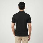 Men's Black Collared Neck Casual T-Shirt, Black, small