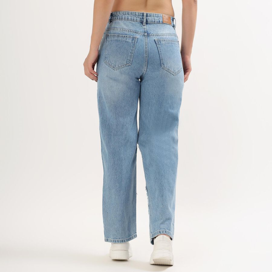 Ladies' 100% Cotton High Rise Jeans , Mid Blue, large image number null