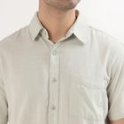 Men's Pale Sage Green Cotton Half Sleeve Spread Collar Casual Shirt, एक्वा, small