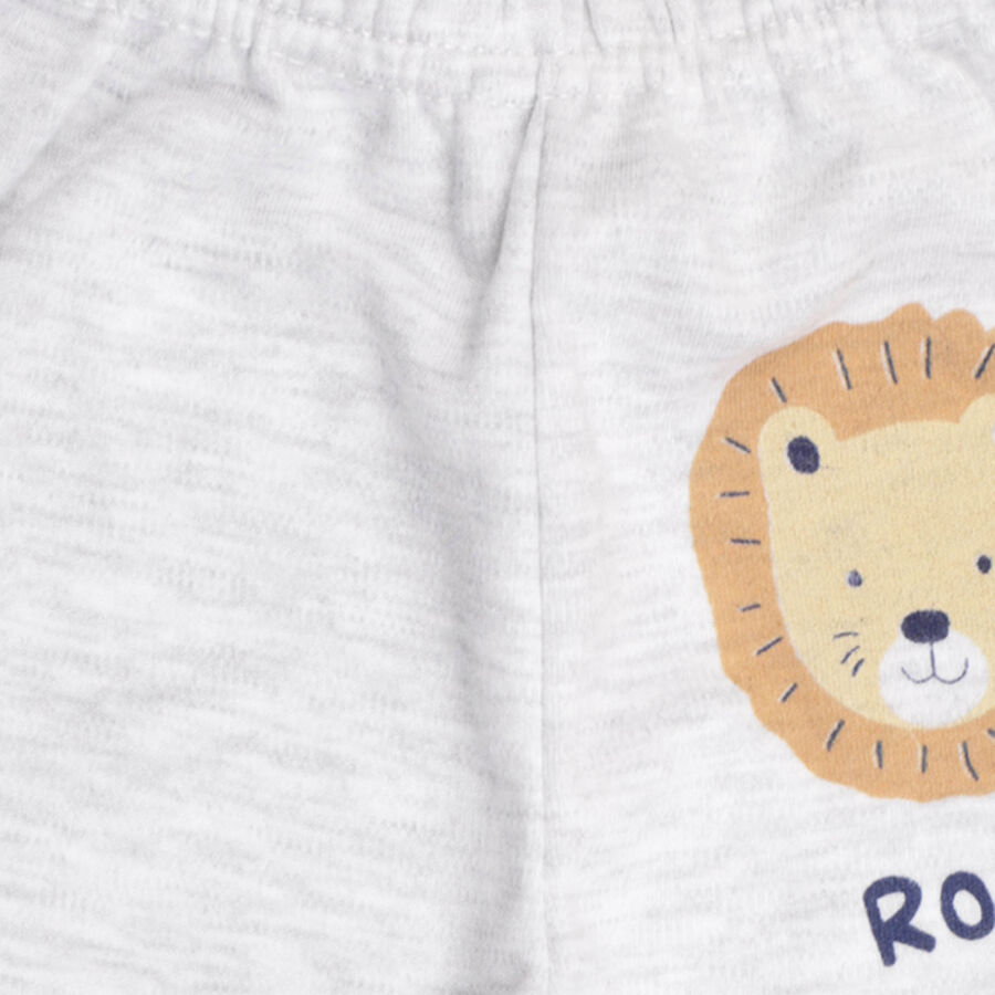 Infants Printed Elasticated Pyjama, Melange Light Grey, large image number null