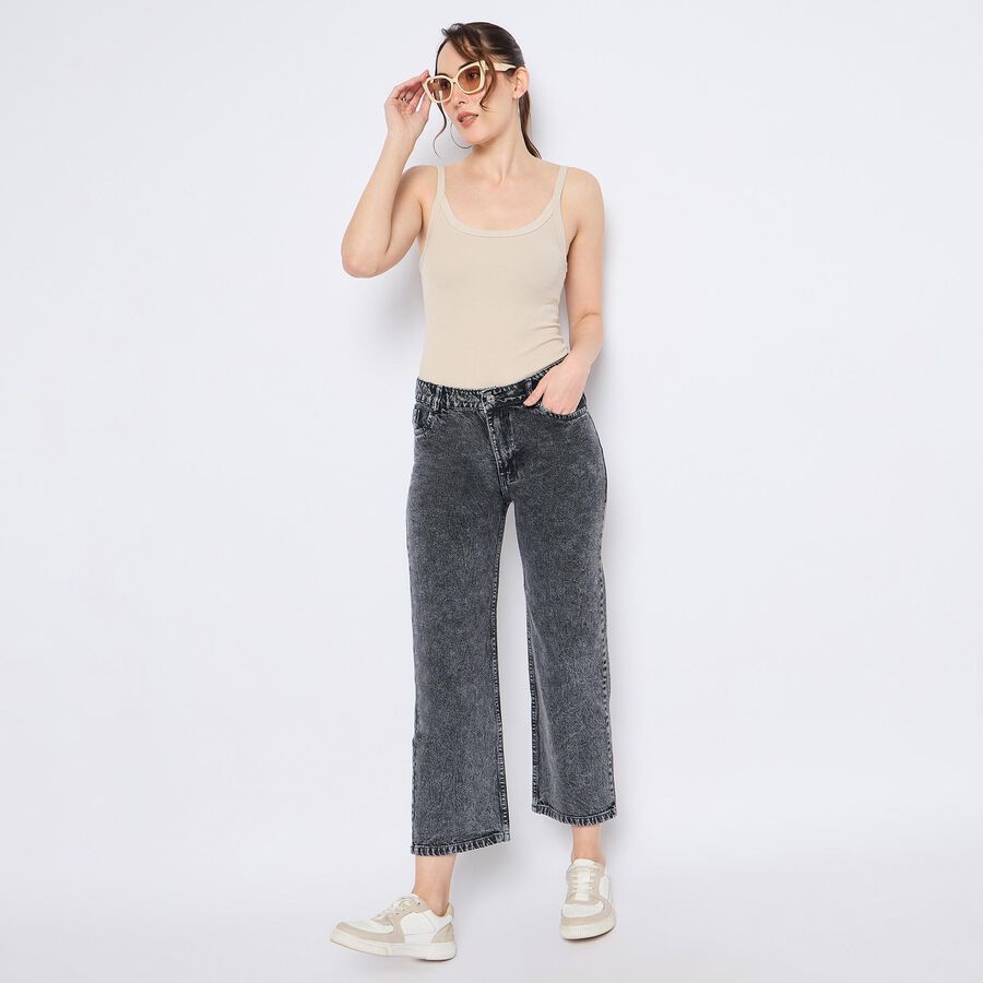 Ladies' 100% Cotton Jeans , गहरा ग्रे, large image number null