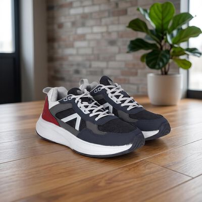 Men's Navy Blue Lace-Up Sneakers