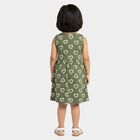 Girls' Olive Green Regular Fit Heart Printed Sleeveless Frock, हल्का हरा, small