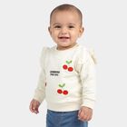 Infants' Cream Cotton Round Neck Pullover Sweatshirt, Off White, small