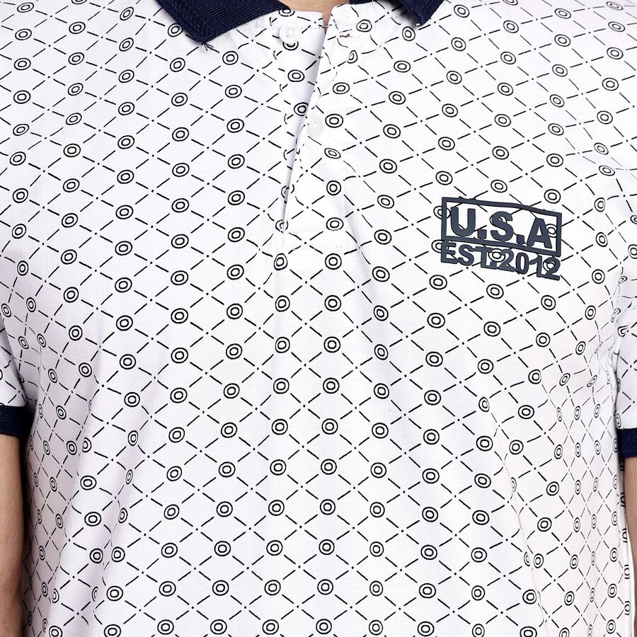 Men's 100% Cotton Collared Half Sleeves T-Shirt, White, large image number null