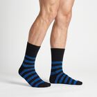 Men's Regular Fit Striped Pack of 2 Socks ( Blue, Grey ), Navy Blue, small