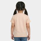 Girls Light Pink Cotton Round Neck Casual T-Shirt, Light Pink, small