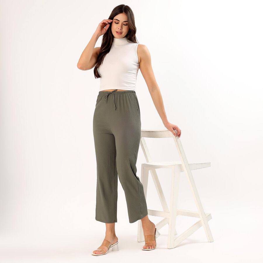 Women's Black Relaxed Fit Tapered Harem Pants, हल्का हरा, large