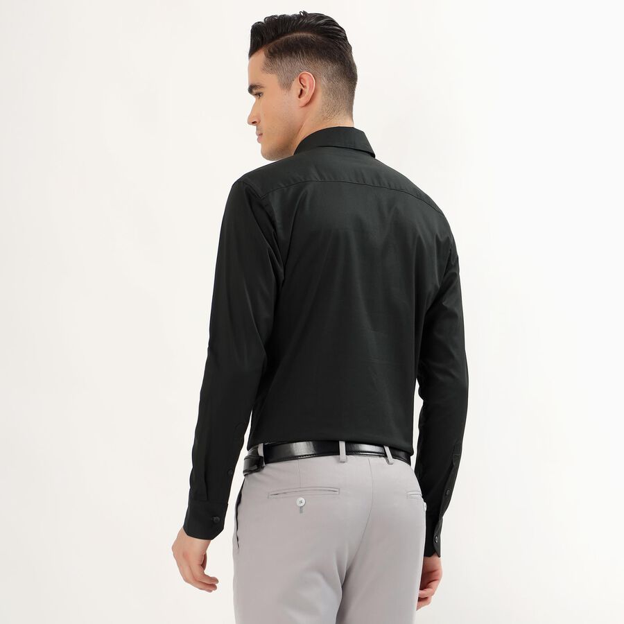 Men's Deep Charcoal Black Classic Formal Shirt, गहरा हरा, large image number null