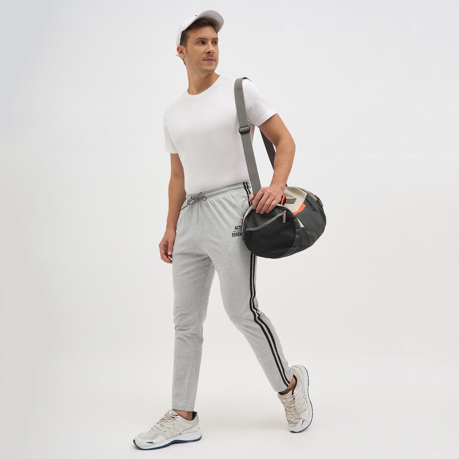 Men's Light Grey Regular Fit Side-Striped Track Pants, Melange Light Grey, large image number null