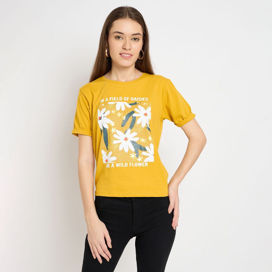 Ladies' Round Neck T-Shirt, Mustard, large image number null