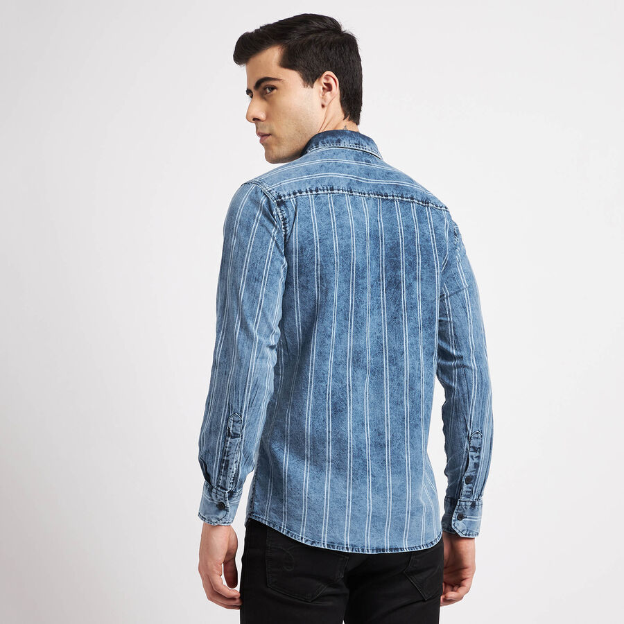 Cotton Checks Casual Shirt, Mid Blue, large image number null