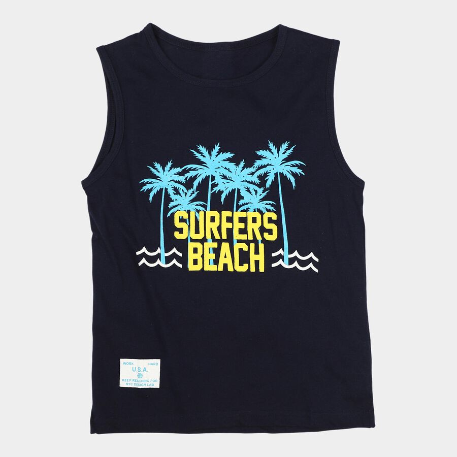 Boys Navy Blue Round Neck Casual Boys T-Shirt, नेवी ब्लू, large