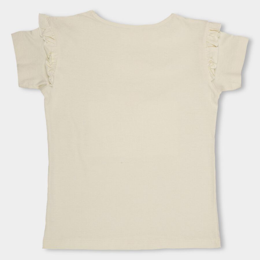 Girls' 100% Cotton T-Shirt , Off White, large