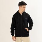Men's Jet Black Hooded Casual Sweatshirt, Black, small image number null