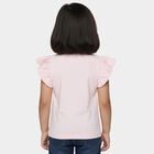 Girls Pink Cotton Round Neck Romantic T-Shirt, हल्का गुलाबी, small
