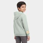 Boys' Mint Green Hoodie Neck Graphic Print Sweatshirt, हल्का हरा, small