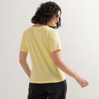 Women's Bright Yellow Cotton Round Neck Graphic Print T-Shirt, Yellow, small