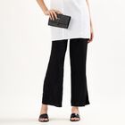 Women's Jet Black Wide-Leg Elastic Waist Palazzos, काला, small